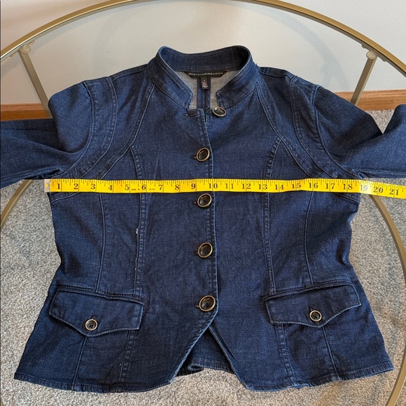 White House Black Market Denim Jacket with mandarin collar Size 4 - Picture 11 of 16